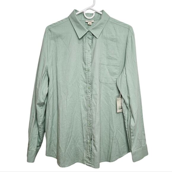 a.n.a Long Sleeve Button Down One Pocket Shirt Mint Green Large - Picture 5 of 6